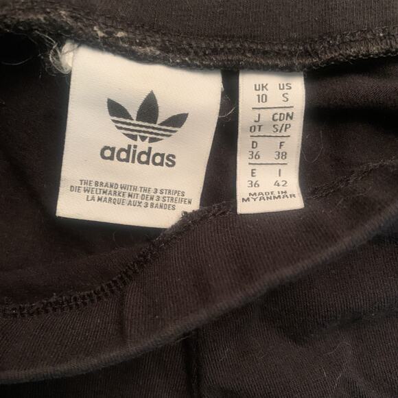 ADIDAS WOMEN'S BLACK/WHITE 3 STRIPE LEGGINGS SIZE SMALL-EUC - Picture 2 of 3